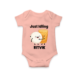 Just Idling South Indian Food Romper - PEACH - New Born (Chest 14")