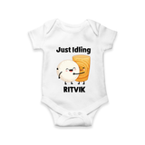 Just Idling South Indian Food Romper - WHITE - New Born (Chest 14")