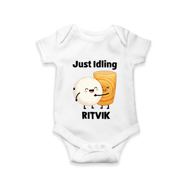 Just Idling South Indian Food Romper - WHITE - New Born (Chest 14")