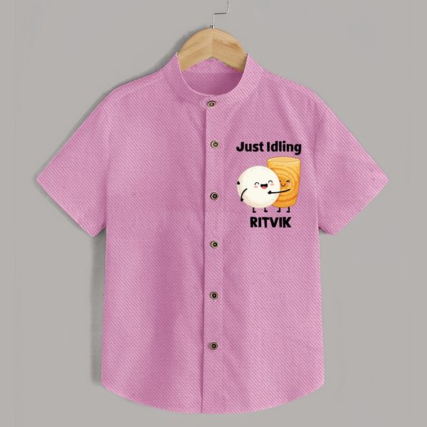 Just Idling South Indian Food Shirt - BABY PINK - 0 - 6 Months Old (Chest 23")