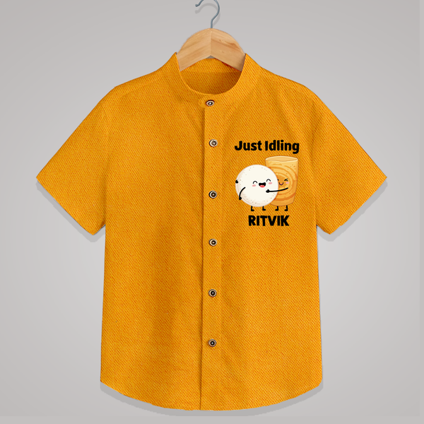 Just Idling South Indian Food Shirt - CHROME YELLOW - 0 - 6 Months Old (Chest 23")