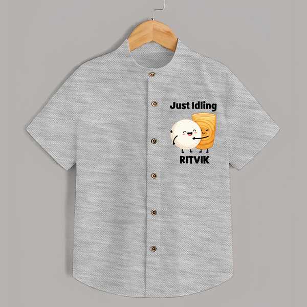 Just Idling South Indian Food Shirt - GREY - 0 - 6 Months Old (Chest 23")