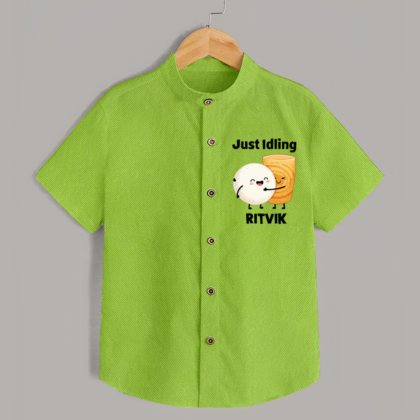 Just Idling South Indian Food Shirt - LIME GREEN - 0 - 6 Months Old (Chest 23")