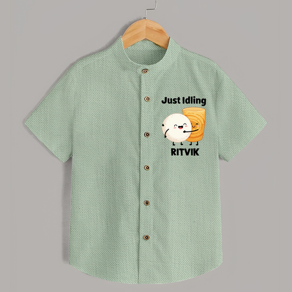 Just Idling South Indian Food Shirt - MINT GREEN - 0 - 6 Months Old (Chest 23")