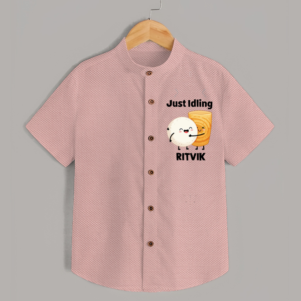 Just Idling South Indian Food Shirt - PEACH - 0 - 6 Months Old (Chest 23")
