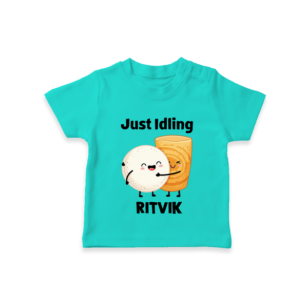 Just Idling South Indian Food Tshirt - TEAL - 0-5 Months Old (Chest 17")
