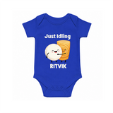 Just Idling South Indian Food Romper - COBALT BLUE - New Born (Chest 14")