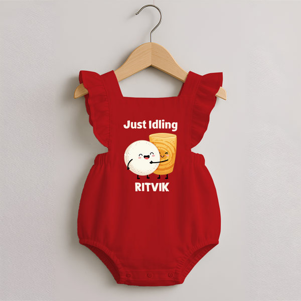 Just Idling South Indian Food Romper Frock - RED - 0 - 3 Months Old (Chest 19")