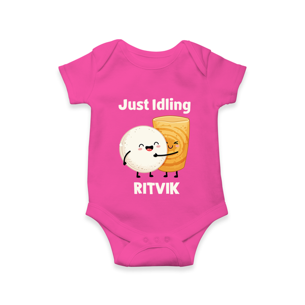 Just Idling South Indian Food Romper - HOT PINK - New Born (Chest 14")