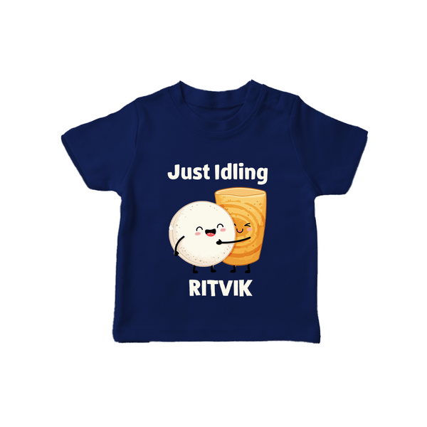 Just Idling South Indian Food Tshirt - NAVY BLUE - 0-5 Months Old (Chest 17")
