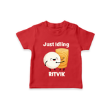 Just Idling South Indian Food Tshirt - RED - 0-5 Months Old (Chest 17")