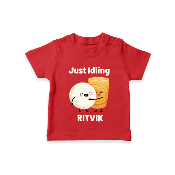 Just Idling South Indian Food Tshirt - RED - 0-5 Months Old (Chest 17")