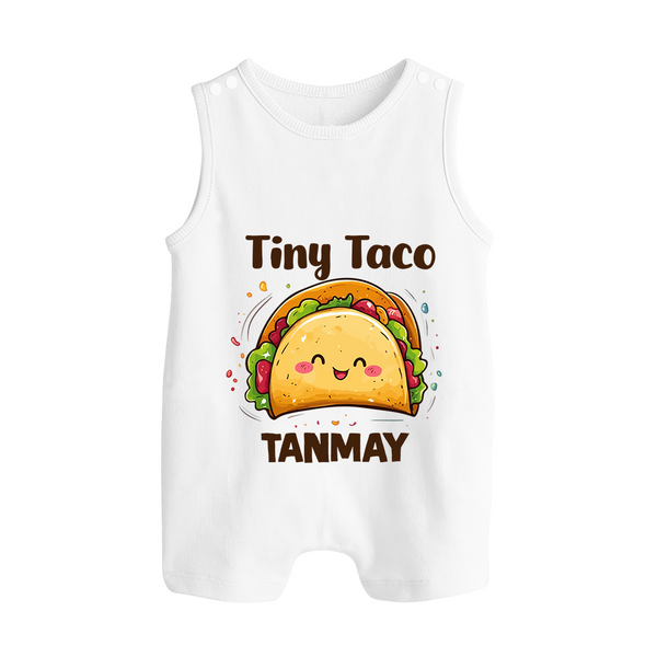 Tiny Taco Foodie Button Romper - WHITE - New Born (Chest 18")