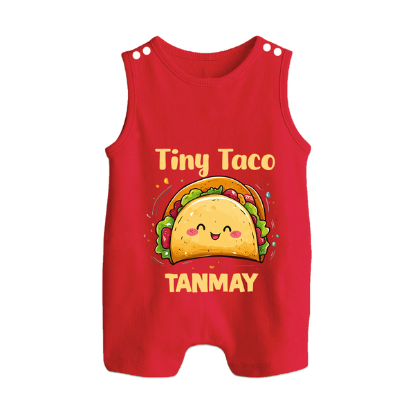 Tiny Taco Foodie Button Romper - RED - New Born (Chest 18")