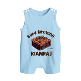 Baby Brownie Dessert Lover Button Romper - BABY BLUE - New Born (Chest 18")