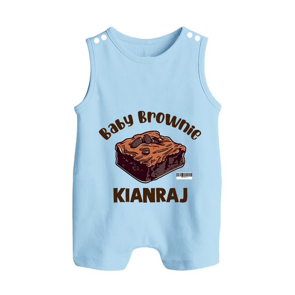 Baby Brownie Dessert Lover Button Romper - BABY BLUE - New Born (Chest 18")