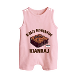 Baby Brownie Dessert Lover Button Romper - BABY PINK - New Born (Chest 18")