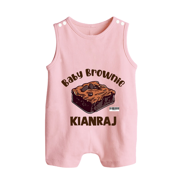 Baby Brownie Dessert Lover Button Romper - BABY PINK - New Born (Chest 18")