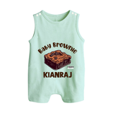 Baby Brownie Dessert Lover Button Romper - MINT GREEN - New Born (Chest 18")