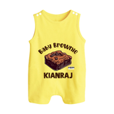 Baby Brownie Dessert Lover Button Romper - PASTEL YELLOW - New Born (Chest 18")