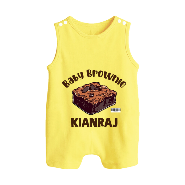 Baby Brownie Dessert Lover Button Romper - PASTEL YELLOW - New Born (Chest 18")