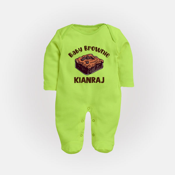 Baby Brownie Dessert Lover Full body suit - LIME GREEN - New Born (Chest 7.5")