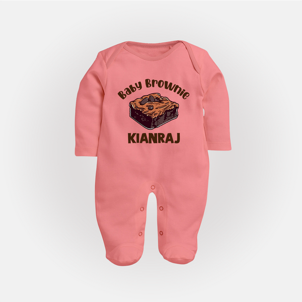 Baby Brownie Dessert Lover Full body suit - PEACH - New Born (Chest 7.5")