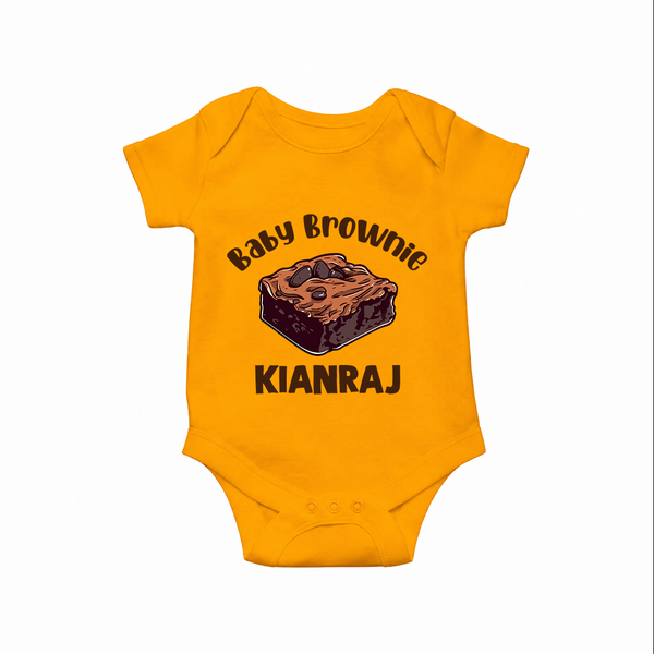 Baby Brownie Dessert Lover Romper - CHROME YELLOW - New Born (Chest 14")