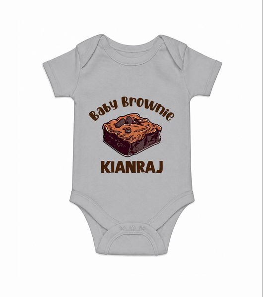 Baby Brownie Dessert Lover Romper - GREY - New Born (Chest 14")