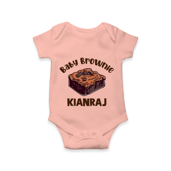 Baby Brownie Dessert Lover Romper - PEACH - New Born (Chest 14")