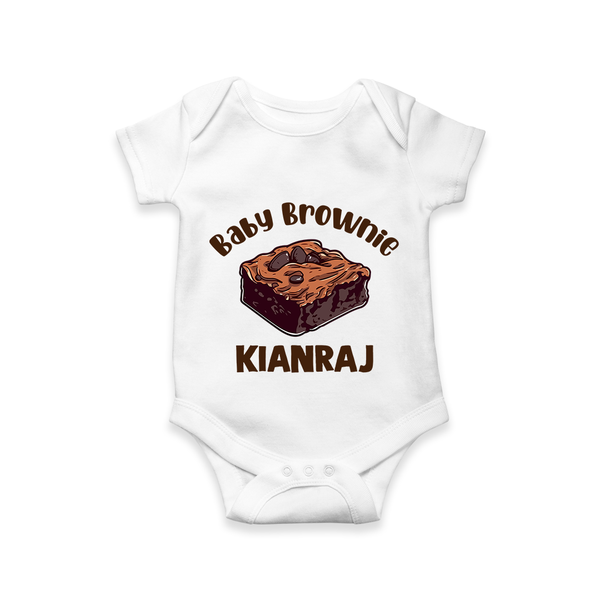 Baby Brownie Dessert Lover Romper - WHITE - New Born (Chest 14")