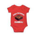 Baby Brownie Dessert Lover Romper - RED - New Born (Chest 14")