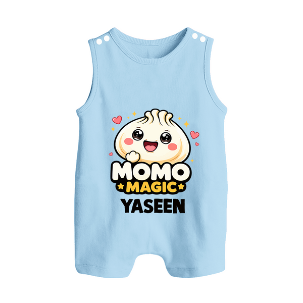 Momo Magic Dumpling Lover Button Romper - BABY BLUE - New Born (Chest 18")