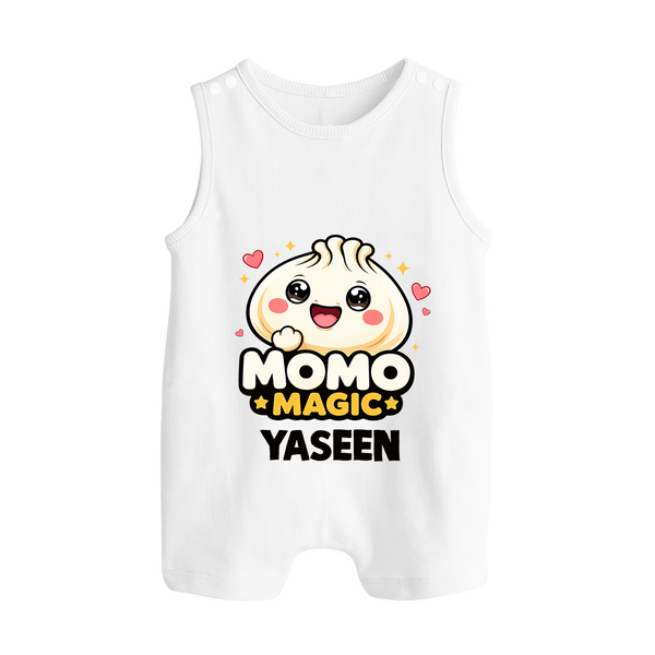 Momo Magic Dumpling Lover Button Romper - WHITE - New Born (Chest 18")