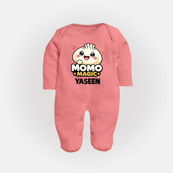 Momo Magic Dumpling Lover Full body suit - PEACH - New Born (Chest 7.5")