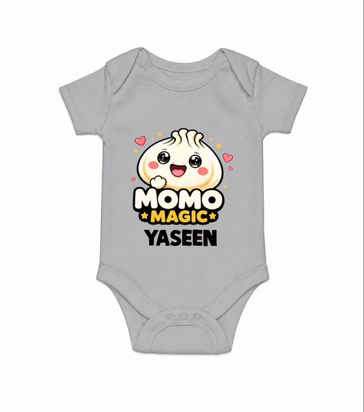 Momo Magic Dumpling Lover Romper - GREY - New Born (Chest 14")