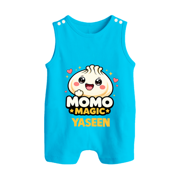 Momo Magic Dumpling Lover Button Romper - SKY BLUE - New Born (Chest 18")