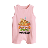 Pani Puri Party Foodie Button Romper - BABY PINK - New Born (Chest 18")
