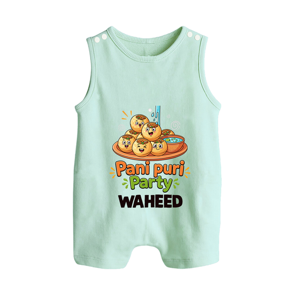 Pani Puri Party Foodie Button Romper - MINT GREEN - New Born (Chest 18")