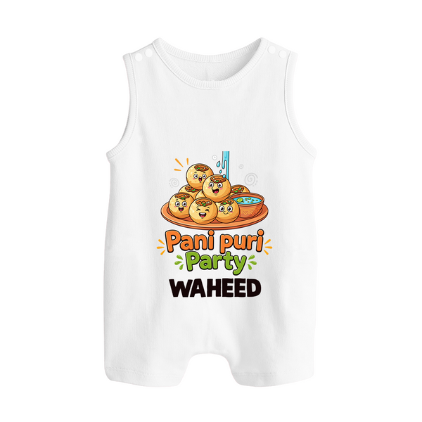 Pani Puri Party Foodie Button Romper - WHITE - New Born (Chest 18")