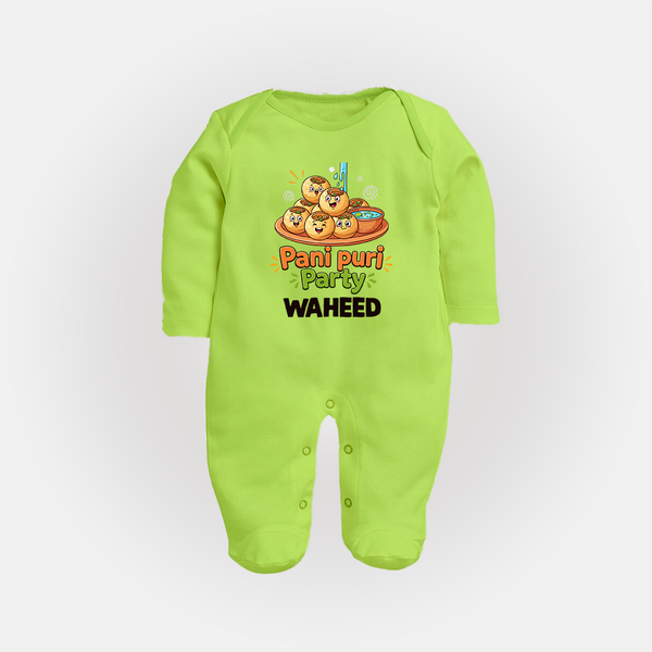 Pani Puri Party Foodie Full body suit - LIME GREEN - New Born (Chest 7.5")