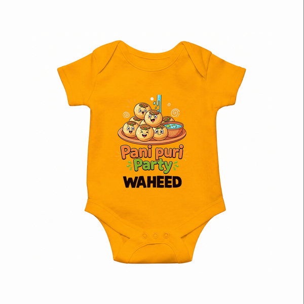 Pani Puri Party Foodie Romper - CHROME YELLOW - New Born (Chest 14")