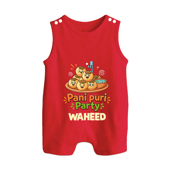 Pani Puri Party Foodie Button Romper - RED - New Born (Chest 18")