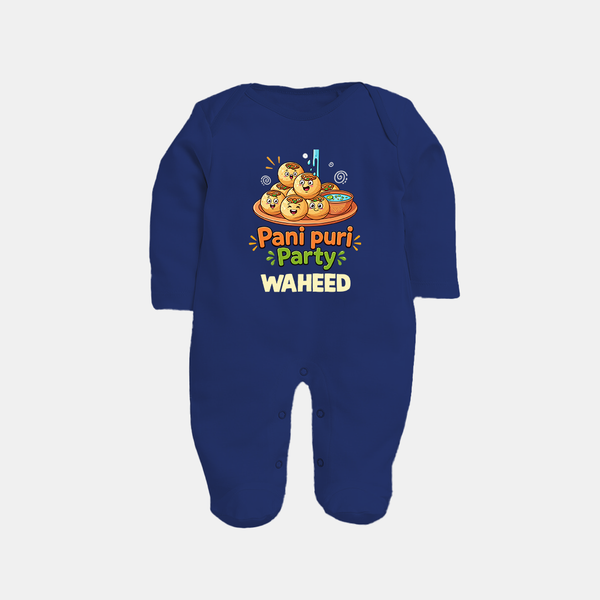 Pani Puri Party Foodie Full body suit - NAVY BLUE - New Born (Chest 7.5")