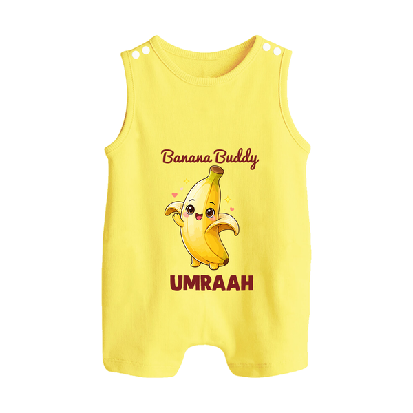Banana Buddy Fruit Lover Button Romper - PASTEL YELLOW - New Born (Chest 18")
