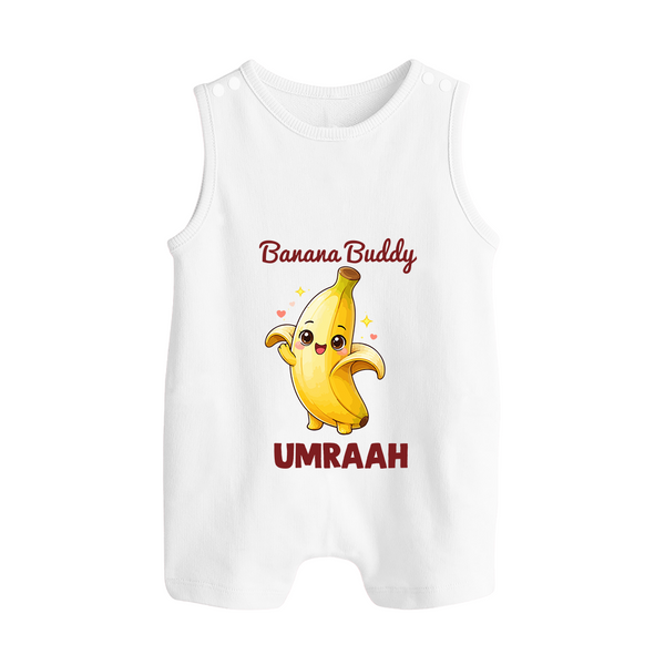 Banana Buddy Fruit Lover Button Romper - WHITE - New Born (Chest 18")