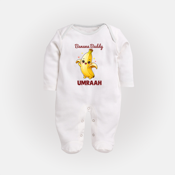 Banana Buddy Fruit Lover Full body suit - WHITE - New Born (Chest 7.5")