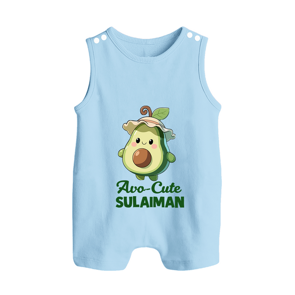 Avo-Cute Avocado Lover Button Romper - BABY BLUE - New Born (Chest 18")