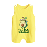 Avo-Cute Avocado Lover Button Romper - PASTEL YELLOW - New Born (Chest 18")