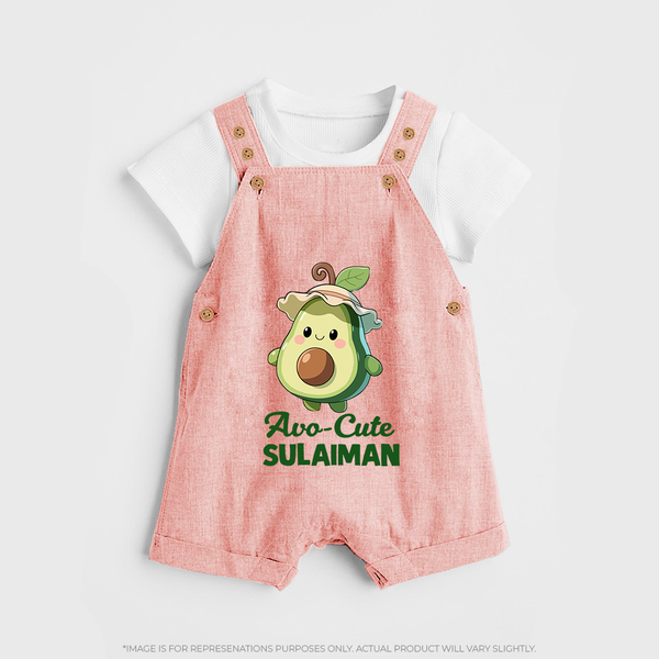 Avo-Cute Avocado Lover Dungaree - PEACH - 0 - 5 Months Old (Chest 18")